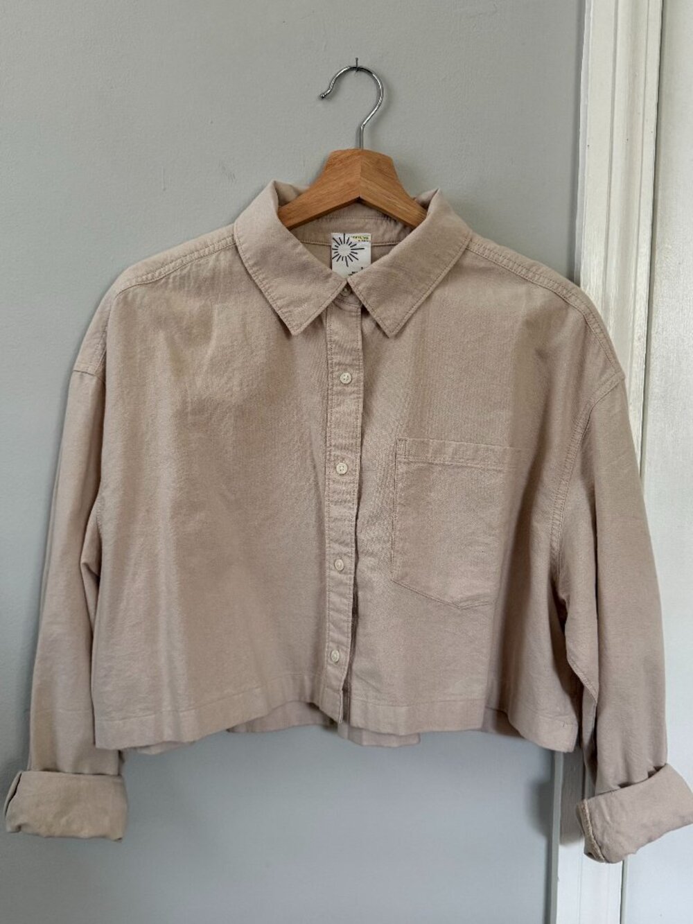 OFFLINE by Aerie Cropped Button-Down Shirt | Size Small
